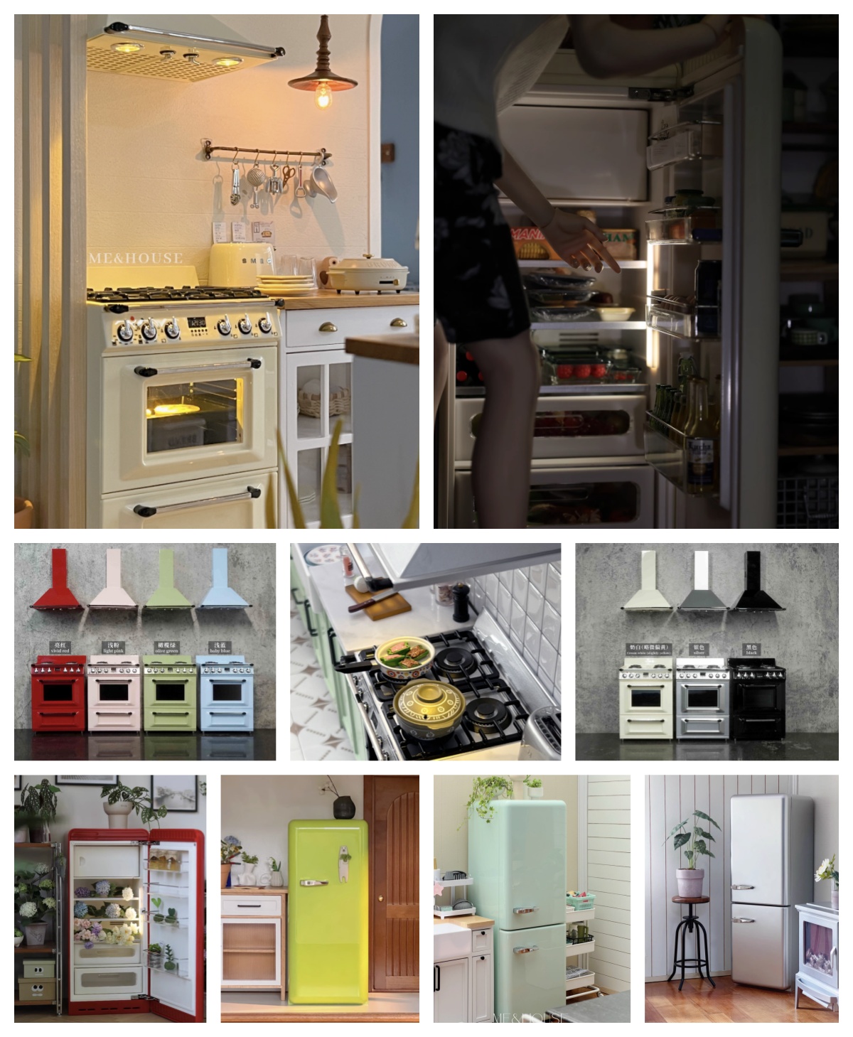 Kitchen Appliances Refrigerators - 1/6 モダンなミニチュアキッチン家具ブライス/BJD ミニ冷蔵庫ドアレンジフードドールハウス家電 DIY 人形アクセサリー