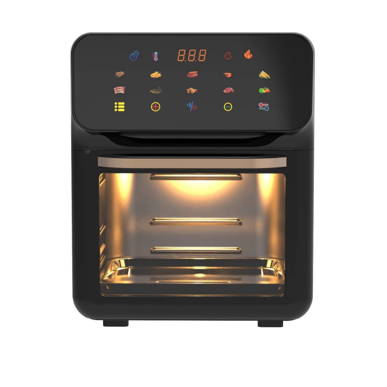 Kitchen Appliances Oven - 15L ビジュアルエアフライヤー 透明窓付き 1350W デジタルタッチスクリーン 360