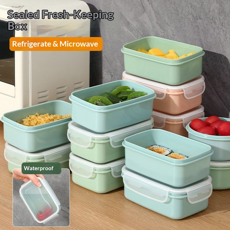 Kitchen Appliances Refrigerators - 気密食品保存容器 BPAフリー スタッカブル 漏れ防止 ランチボックス 冷蔵庫オーガナイザー