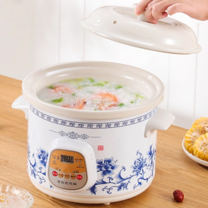 Slow Cooker Ceramic - 自動電気スープメーカー、シチュー、お粥、デザート用の多機能セラミック調理鍋、プログラム可能なミニ健康器具