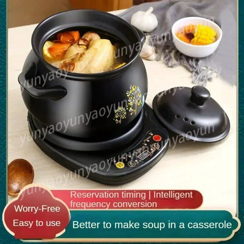 Slow Cooker Ceramic - 電気スロークッカー自動調理鍋キャセロールシチューポット家庭用プラグイン式インテリジェントセラミッククロックポット電気調理器