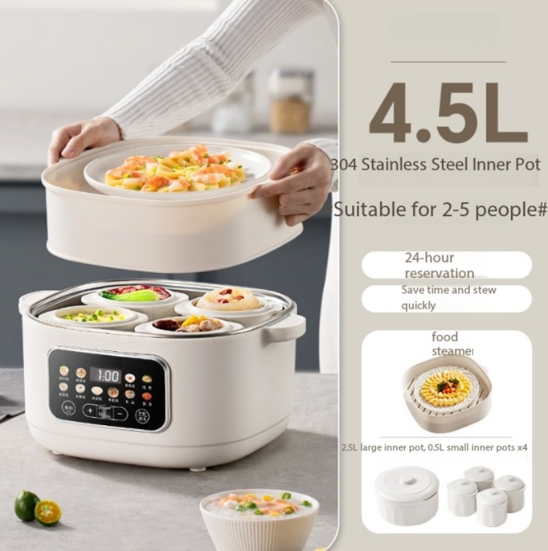 4.5L自動セラミック水分離シチューポット家庭用スロークッカ - Slow Cooker Ceramic のレビューと価格