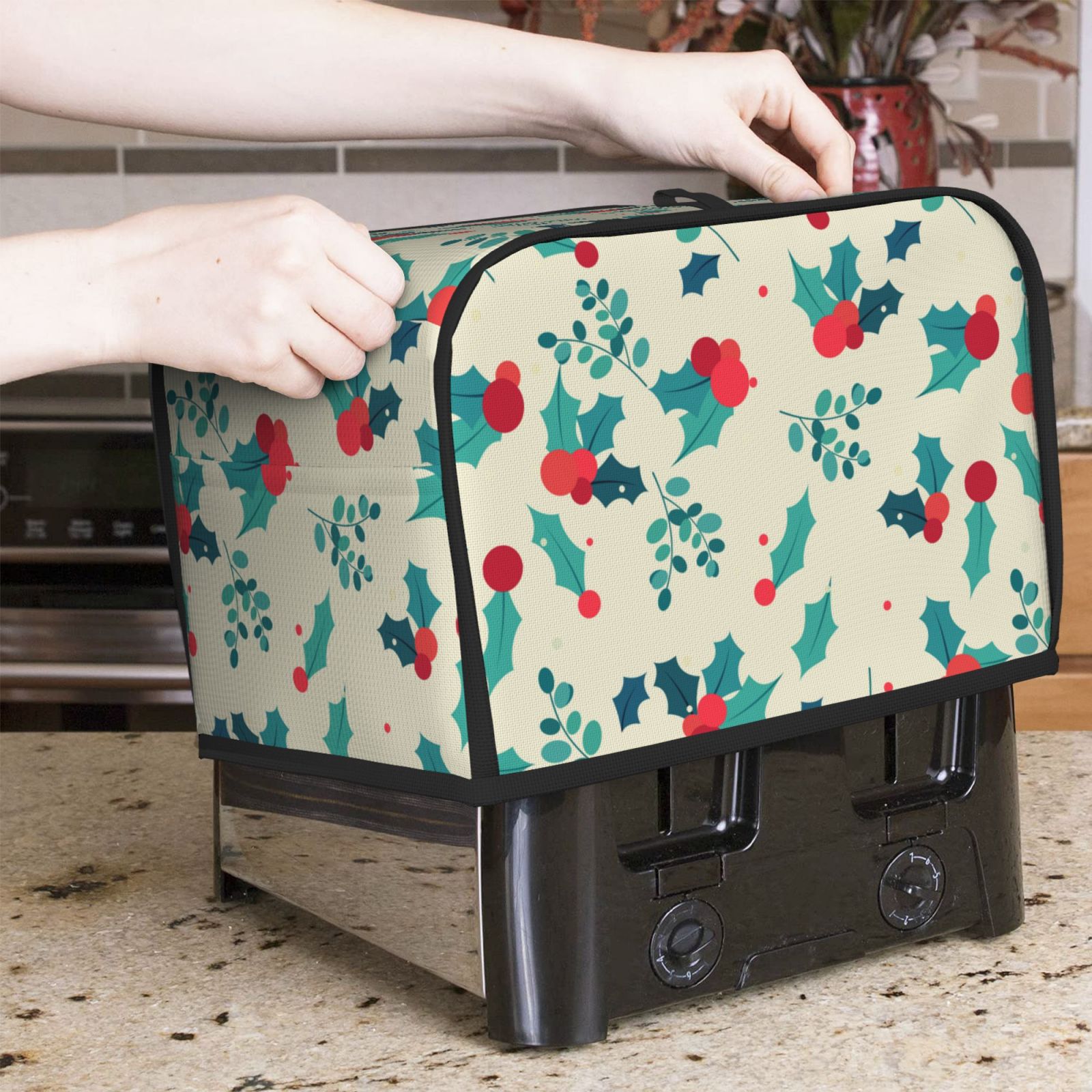 クリスマスフルーツプリントトースターカバー、2スライス、4ス - Toaster 4 Slice のレビューと価格