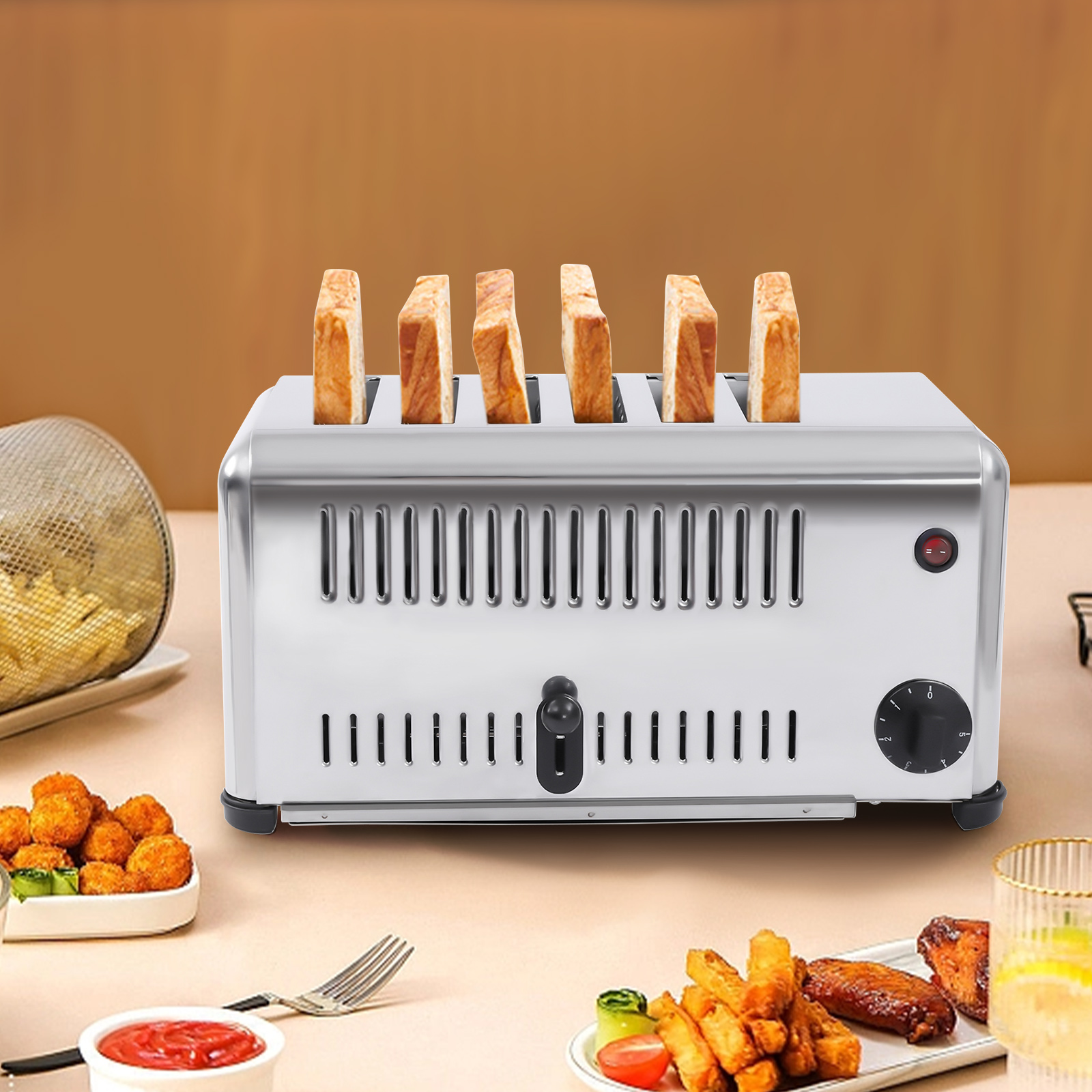 1680W 業務用トースター 6枚焼き、ステンレス製電気パン - Toaster 4 Slice のレビューと価格