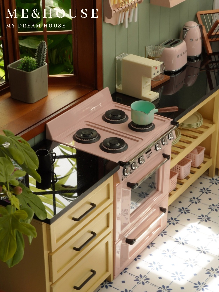 ドールハウス用の金属製ストーブ,ミニモデル,家具アクセサリー - Kitchen Appliances Oven のレビューと価格