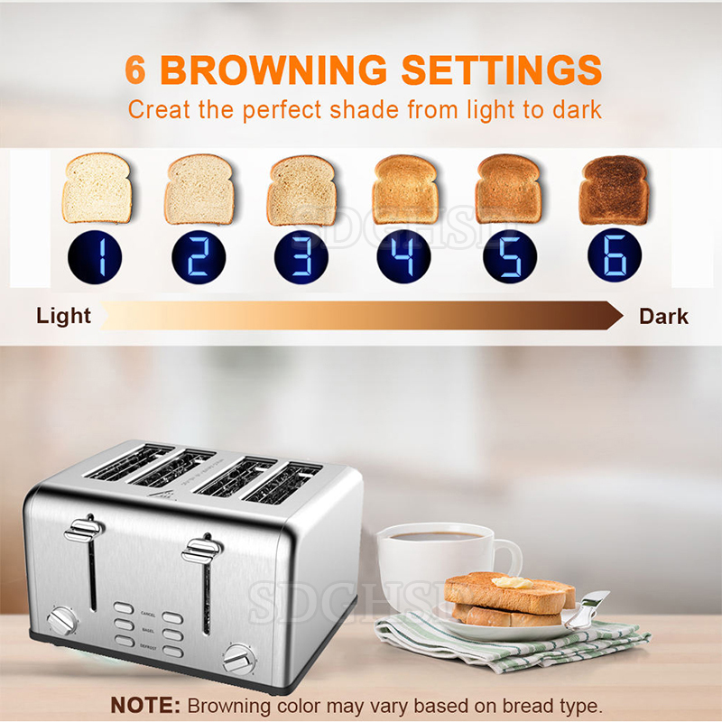 新しいデザインの電気ステンレス鋼トースター 4枚焼き キッチ - Toaster 4 Slice のレビューと価格