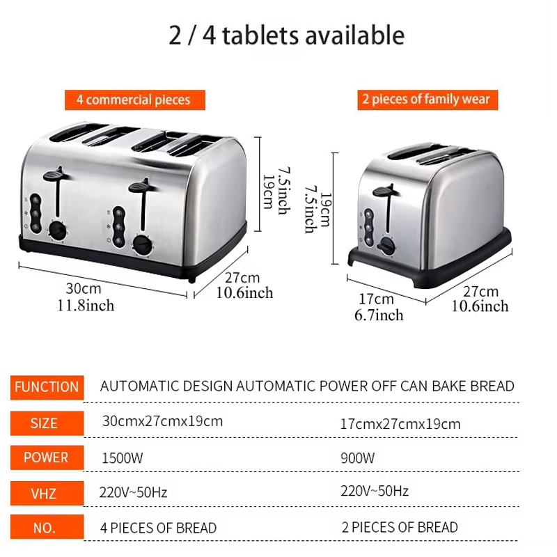 新しいデザインの電気ステンレス鋼トースター 4枚焼き キッチ - Toaster 4 Slice のレビューと価格