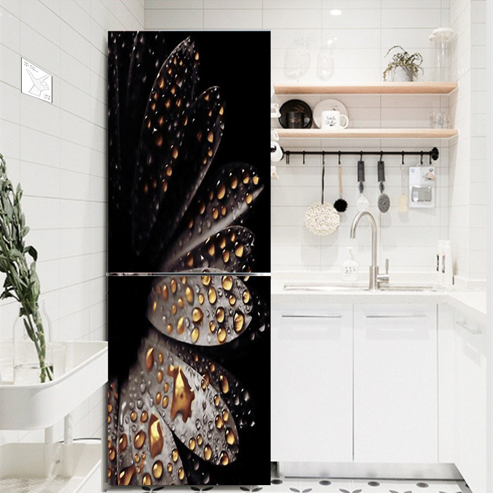 白い花の冷蔵庫の装飾ステッカー,粘着性,防水キッチン装飾壁紙 - Kitchen Appliances Refrigerators のレビューと価格